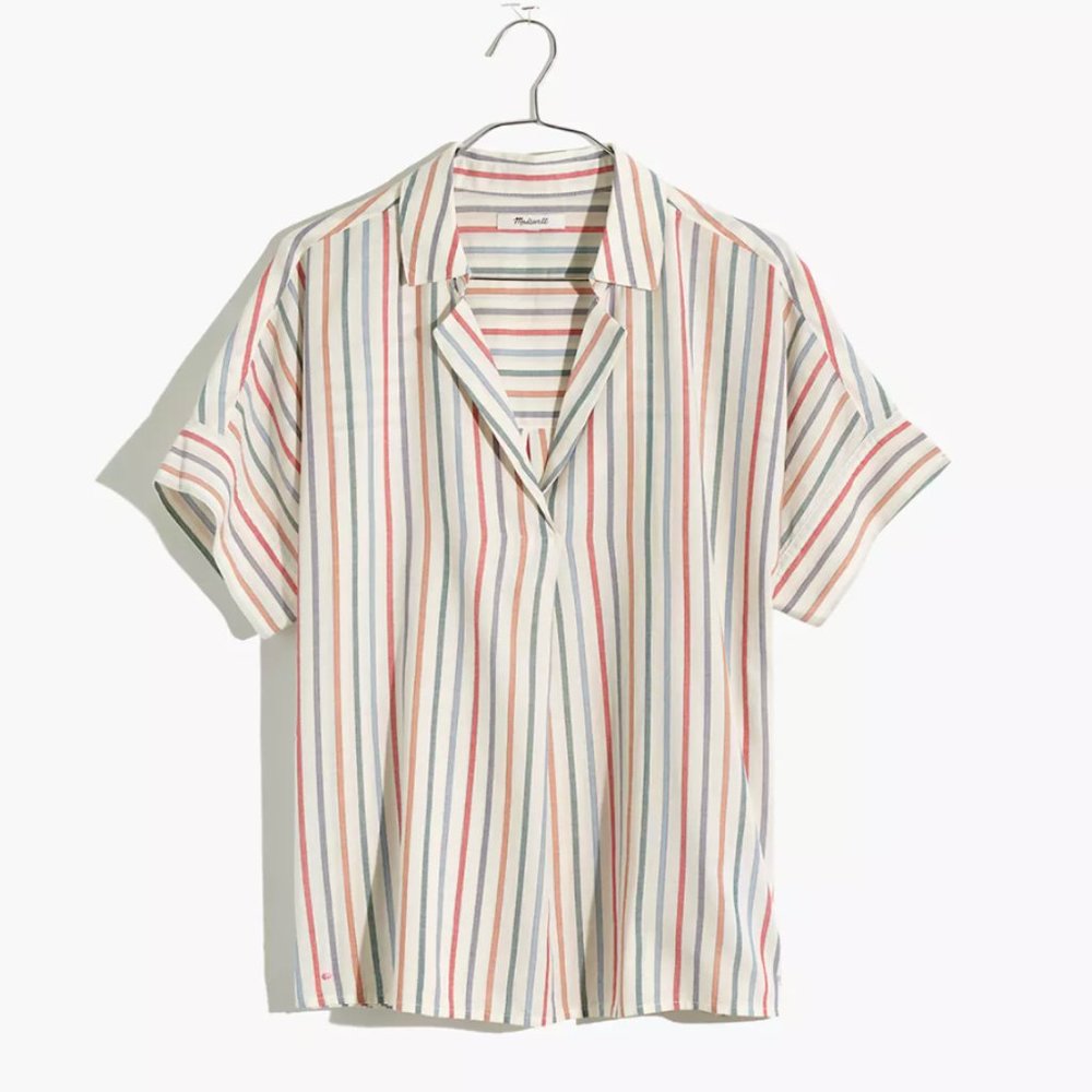Madewell | Park Popover in Rainbow Stripe | XS